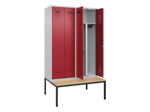 PBM-locker met bank,HxBxD 2120x1200x815mm,4vak,vak B 300mm