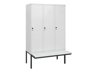 locker met bank,HxBxD 1950x1200x815mm,3vak,vak B 400mm,draaigrendel - 1