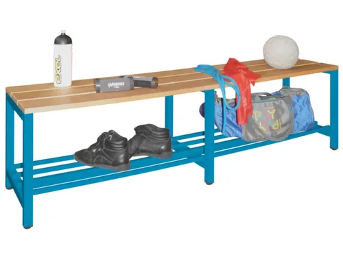 omkleedbank,LxD 1500x370mm,houten lijst beuken,onderstel RAL5012