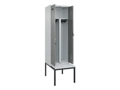PBM-locker met bank,HxBxD 2120x600x815mm,2vak,vak B 300mm,draaigrendel
