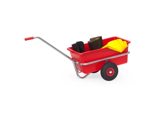 Handtrekwagen 6101L vuurverzinkt, kunststof bak 632x332mm Luchtbanden