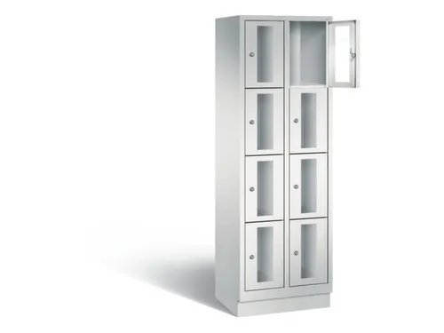Lockerkast 1800x610x500mm 2x4 vakken Cilinderslot, Sokkel, RAL7035