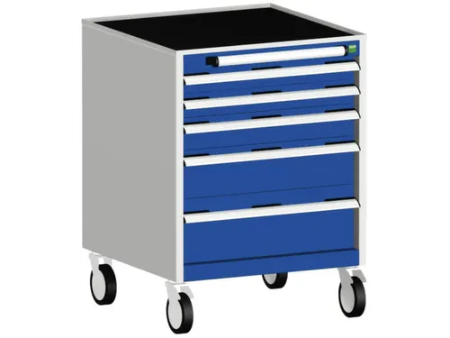 ladekast verrijdbaar 880x650x525mm 5laden romp RAL7035 front RAL5010