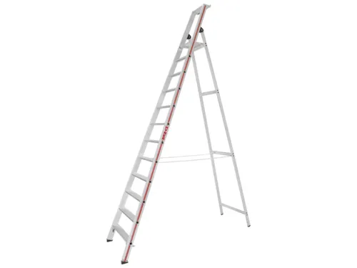 trapladder,eenzijdig,12treden,stand H 2,78m,balk L 3,7m,aluminium