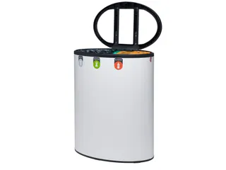 Gescheiden Afvalbak Lune Binc 3-stroom Met Open Deksel Wit - 3