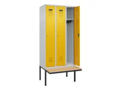 locker met bank,HxBxD 2120x900x815mm,3vak,vak B 300mm,cilinderslot