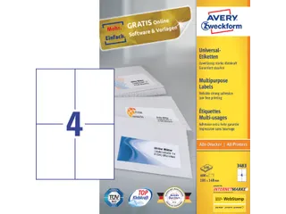 Etiket Avery Zweckform 3483 105x148mm A6 wit 400stuks - 4