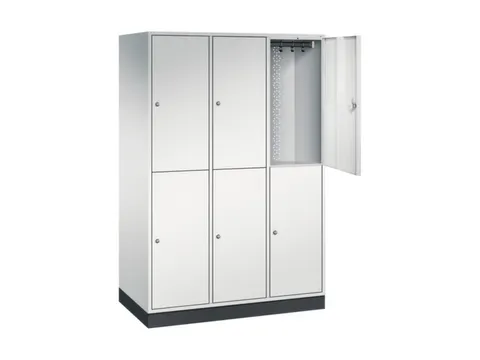 Dubbeldekse garderobekast,RAL 7035,HxBxD 1950x1220x600mm,3x2vak.