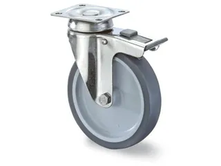Zwenkrol Met Dubbele Rem Rvs Draagverm. 40Kg Dxb 50X18Mm Thermoplasten - 1