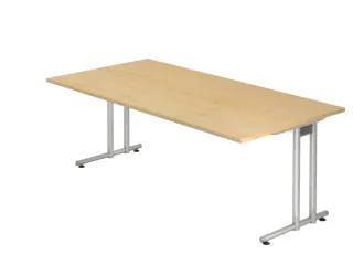 bureau,HxBxD 740x2000x1000mm,blad esdoorn,C-voet RAL9006 - 1