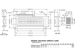 LCD 16 x 2 Bottom View Reflectief - 1