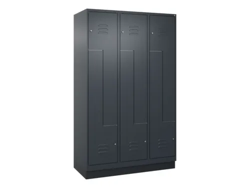Z-garderobekast,HxBxD 1950x1200x500mm,vak B 200/400mm,cil.-slot,sokkel