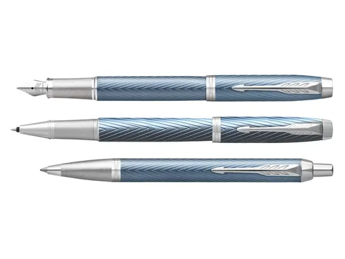Vulpen Parker IM Premium Blue Grey Lacquer CT Finish Fijn Blauwe inkt