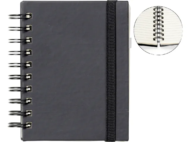 Notitieboek Quantore A6 spiraal zwart lijn