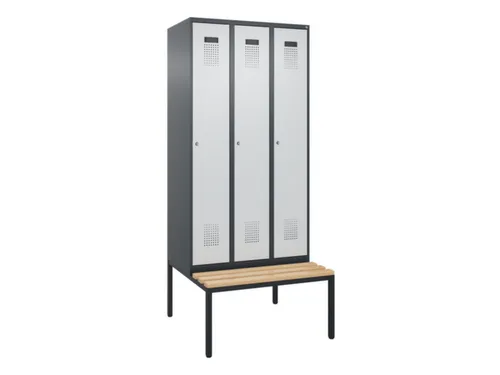 locker met bank,voor scheiding van kleding,HxBxD 2120x900x815mm,3vak