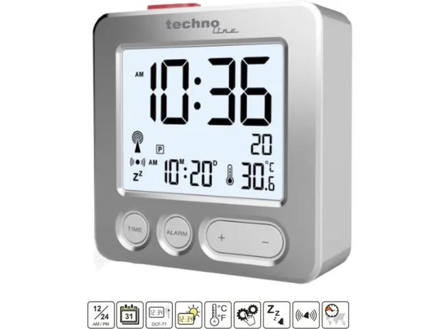 Wekker Technoline WT 265 66x66x21mm zilver