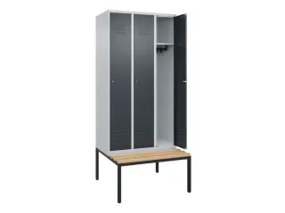 locker met bank,HxBxD 2120x900x815mm,3vak,vak B 300mm,cil.-slot - 2