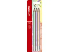 Potlood STABILO Swano grafiet HB met gumtop pastel assorti blister à