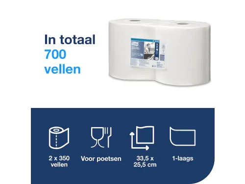 Tork 473382 Heavy-duty Zacht Combirol Poetspapier 2-laags W2 Wit
