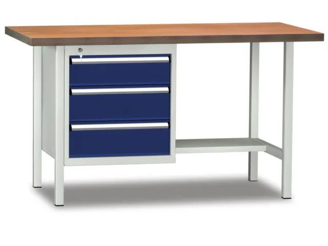 Werkbank 840x1500x700mm 1lade 150mm 2laden 175mm 1/2legbord Ral7035