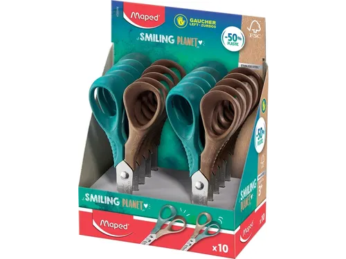 Schaar Maped Vivo Smiling Planet 12cm links display à 10 stuks assort