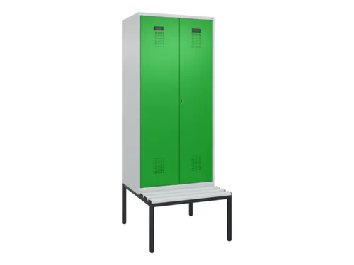 locker met bank,voor scheiding van kleding,HxBxD 2120x800x815mm,2vak