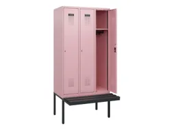 locker met bank,HxBxD 1950x900x815mm,3vak,vak B 300mm,cilinderslot