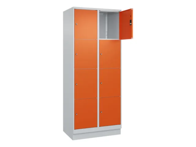 lockerkast,HxBxD 1950x800x500mm,2x4vakken,vak B 400mm,cil.-slot,sokkel