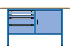 werkbank,HxBxD 845x1500x700mm,multiplexblad,RAL7035,front RAL7035