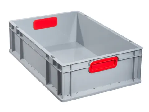 Euronorm-Stapelbak 600x400mm 170mm H Pp Wand/Bodem Gesloten Grijs/Rood