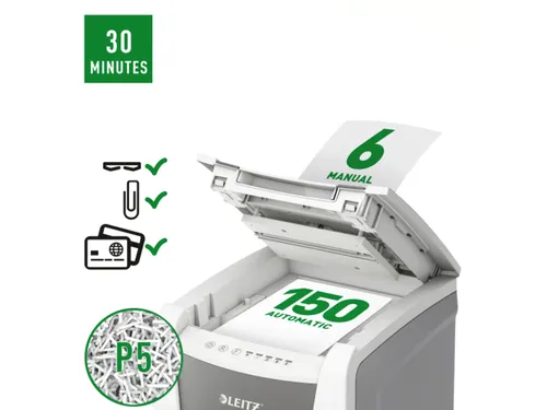 Papiervernietiger Leitz IQ Auto+ Office 150 P-5 snippers 2x15mm