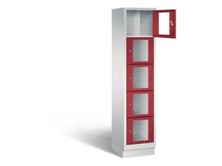 Lockerkast 1800x420x500mm 1x5 vakken Cilinderslot, Sokkel, RAL3003 - 1