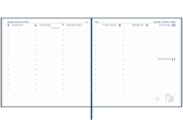 Agenda 2026 Ryam Carré Mundior 7dagen/2pagina's zwart