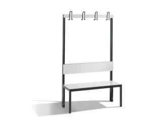 omkleedbank,HxLxD 1650x1000x407mm,HPL wit,frame staal RAL7021 - 1