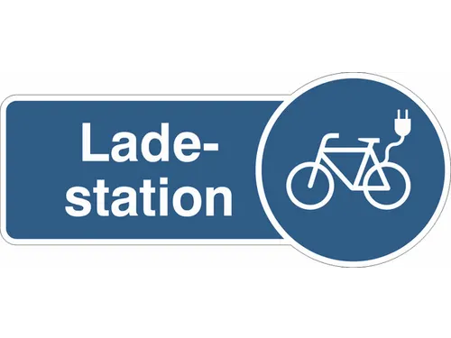 uithangbord,E-bike laadstation,aluminium,blauw/wit,om te verlijmen