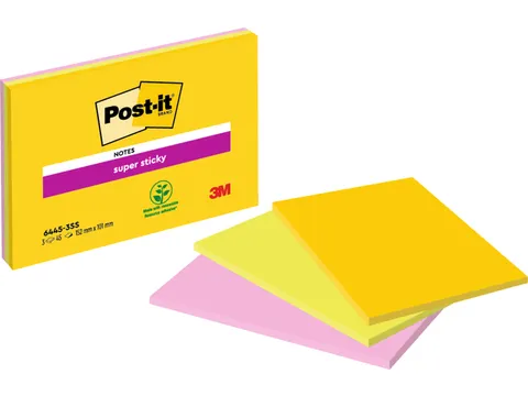 Memoblok 3M Post-it 6445 Super Sticky 152x101mm assorti Big Notes