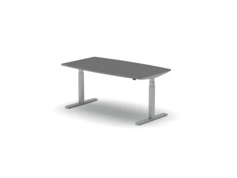 Elektrisch ihv Vergadertafel Vatvorm 1600x800mm Alu+donkergrijs Blad