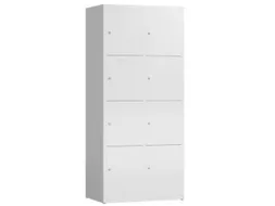 Lockerkast 1800x800x500mm 2x4 vakken cilinderslot, sokkel, RAL9003