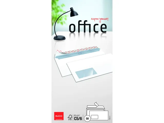 envelop Office FSC C5/6 80 gram met venster links wit 50 stuks