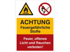 combi-bord waarschuwing/verbod,Let op! Brandgevaarlijke stoffen