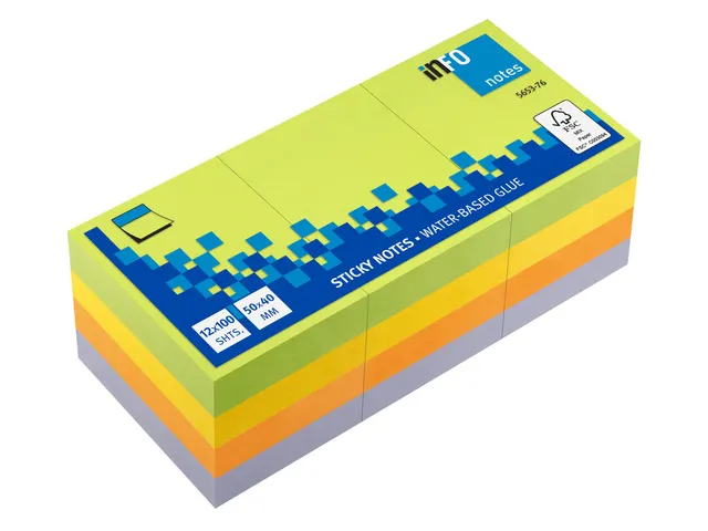 Bloc-mémos 50x40mm Spring assorti paquet de 12 blocs