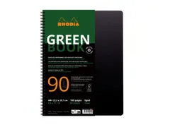 Notitieboek Rhodia Greenbook A4+ lijn 4-gaats 180 pagina's 90gr zwart