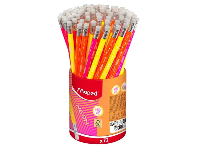 Maped GrafietPotloden HB met gumtip NEON Assorti