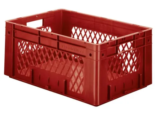 Euronorm Stapelkrat 270x600x400mm 50l Opengewerkt/Bodem Gesl. Rood