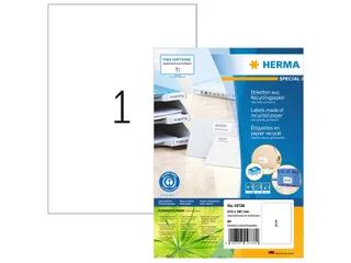 HERMA 10738 Etiketten gerecycled papier A4 210x297mm Wit 80 stuks - 1