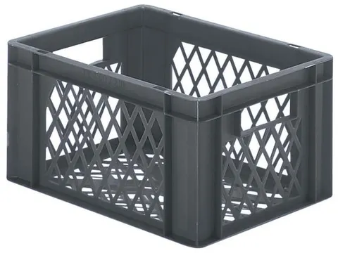 Euronorm-stapelbak 19l 210x400x300mm Wanden/bodem Opengewerkt Grijs