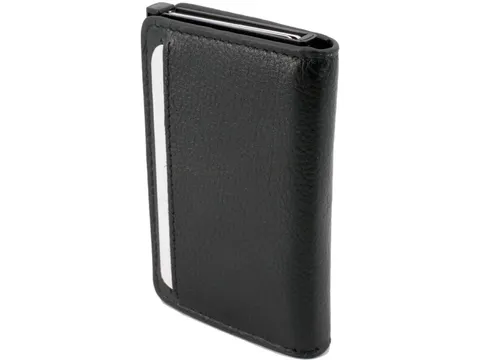 Pasjeshouder Clicksafe RFID nappaleer ZW/ZW 6 pasjes met opbergvak voo