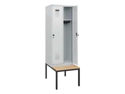locker met bank,HxBxD 1950x600x815mm,2vak,vak B 300mm,draaigrendel