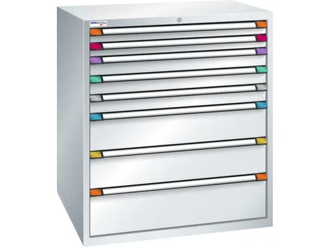 ladekast HxBxD 1200x1005x695mm 8laden RAL7035 front RAL7035