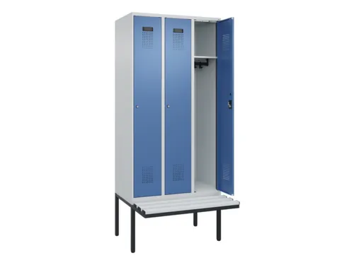 locker met bank,HxBxD 2120x900x815mm,3vak,vak B 300mm,cilinderslot